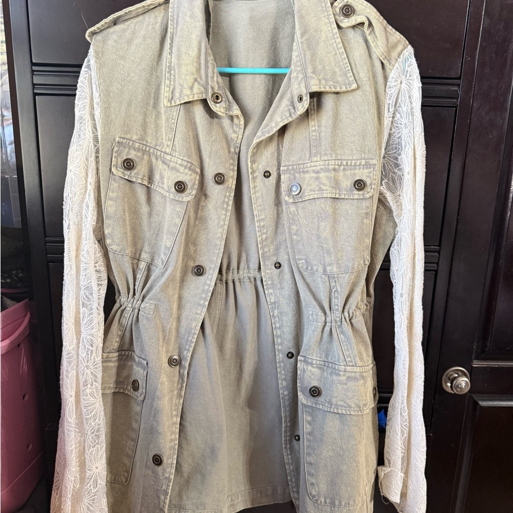 Gimmicks by BKE Utility Jacket with Lace Sleeves